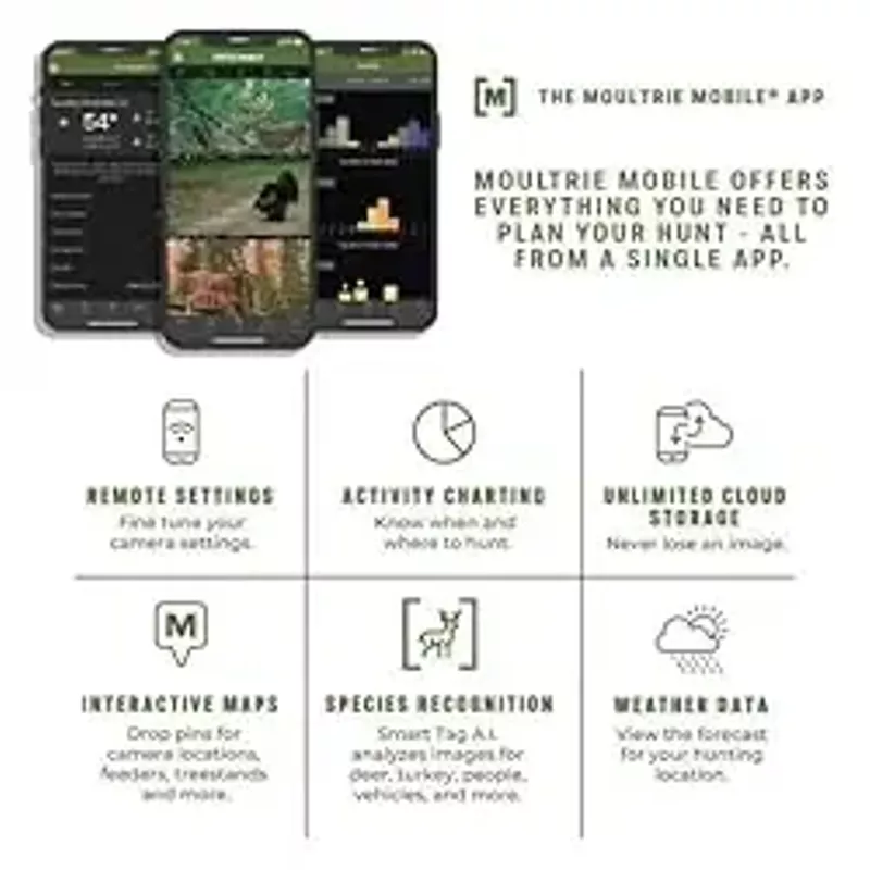 Moultrie Mobile Edge Pro Cellular Trail Camera - 2 Pack - Auto Connect, Nationwide Coverage, False Trigger Elimination Tech,1080p Video with HD Audio, 100ft Detection Range