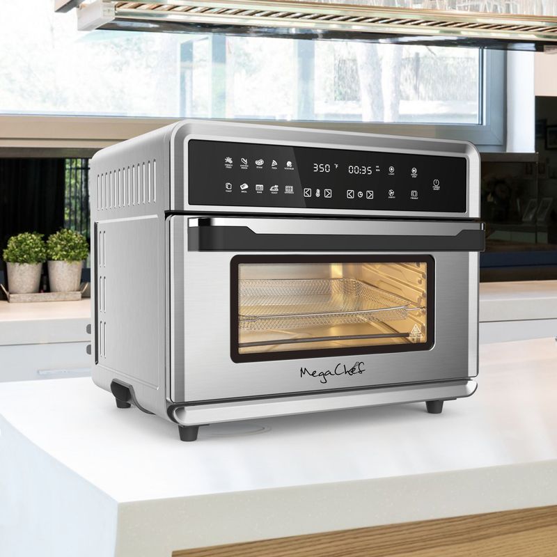 MegaChef 10in1 Electronic Multifunction 360 Degree Hot Air Technology Countertop Oven - Stainless Steel