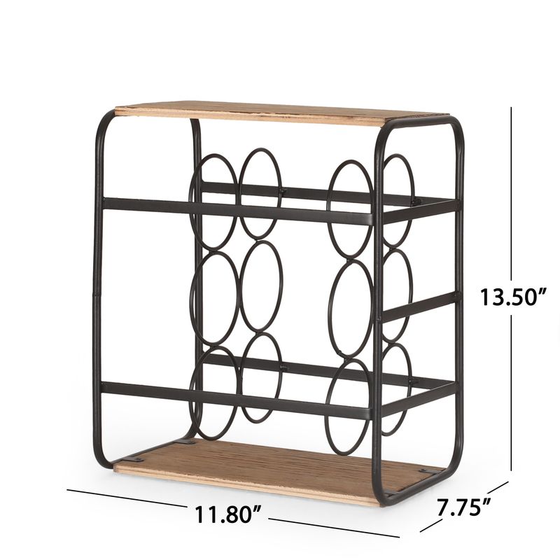 Rauser  6 Bottle Tabletop Wine Rack by Christopher Knight Home - Black + Natural