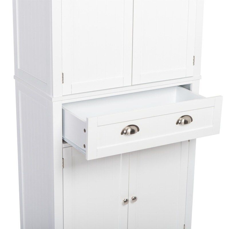 Modern Single Drawer Double Door Wardrobe Storage Cabinet White - White