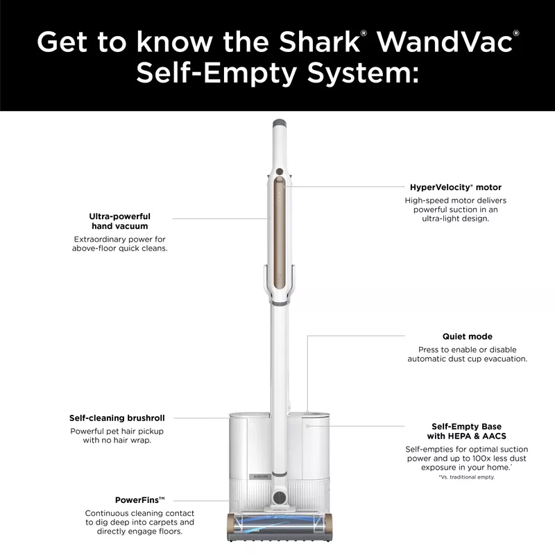 Shark - Wandvac Self-Empty Ultra Lightweight Cordless Vac System