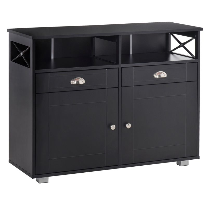 HOMCOM Sideboard Buffet  Storage Cabinet Server Console Table with Drawers for Living Room, Dining Room - Black