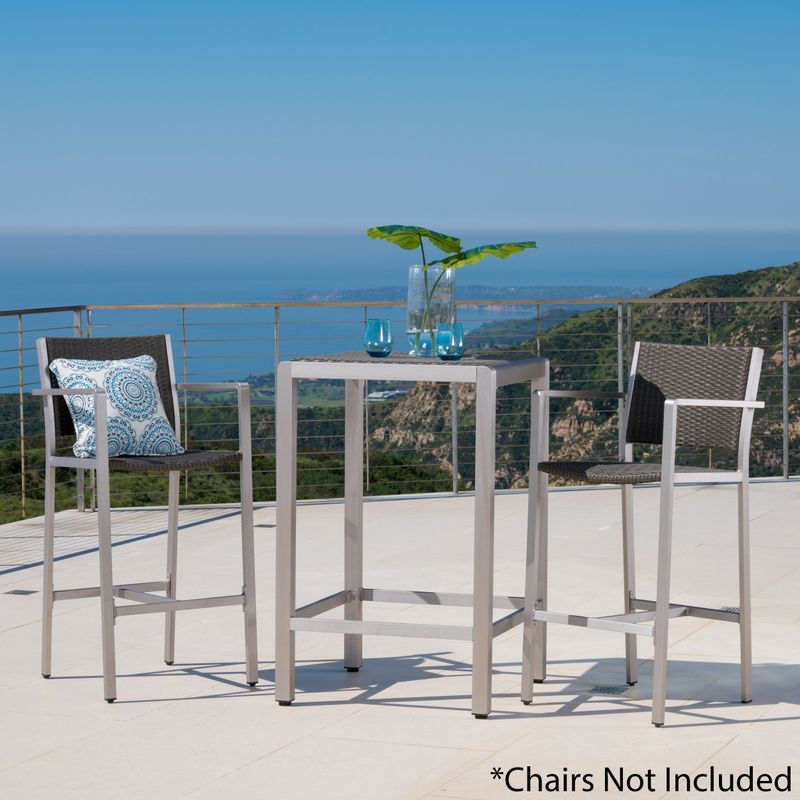 Cape Coral Outdoor Aluminum Wicker Bar Table (Table Only) by Christopher Knight Home - Grey Wicker Table Top