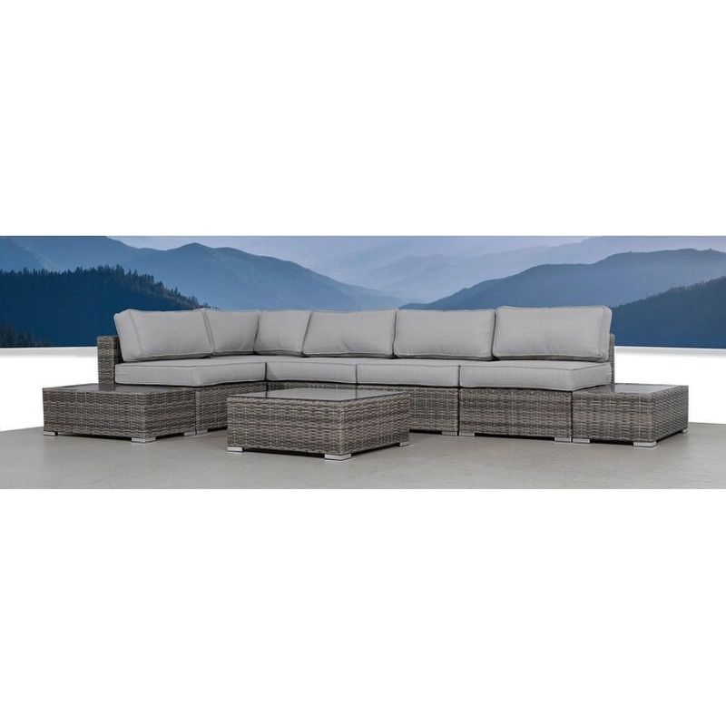 Rent to own LSI 8 Piece Rattan Sectional Seating Group with Cushions Mixed Gray