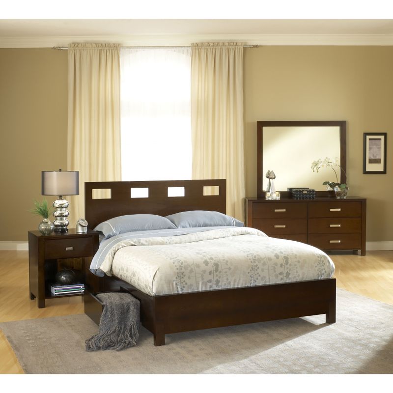 Rectangular Cutout 4-drawer Chocolate Brown Storage Bed - King