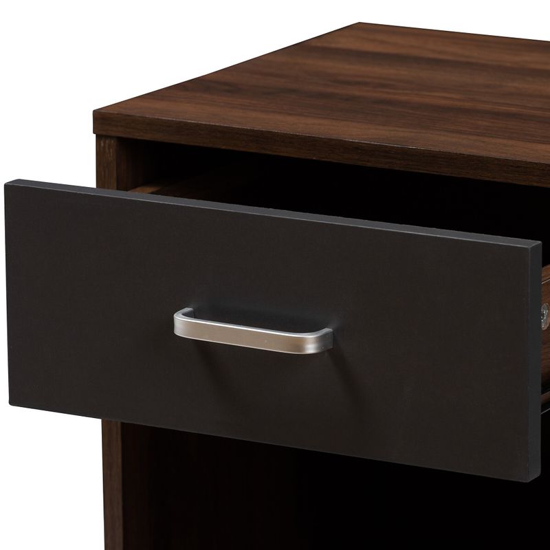 Contemporary 1-Drawer Brown and Grey Nightstand by Baxton Studio - 1-drawer