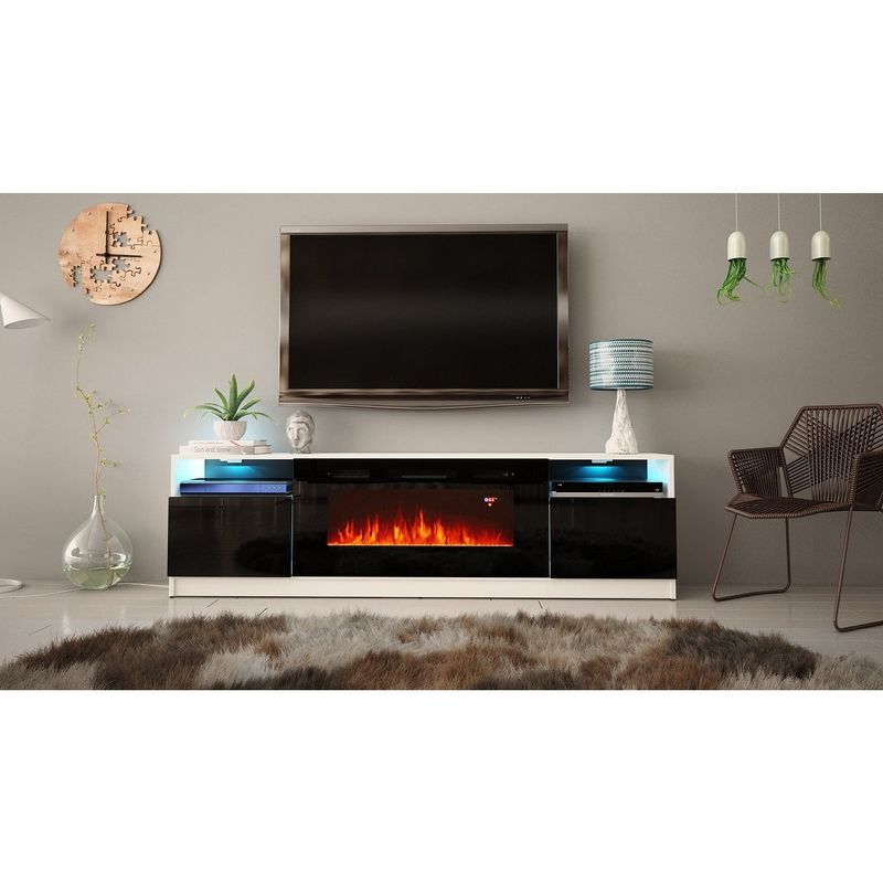 Strick & Bolton Amsden Electric Fireplace TV Stand - White