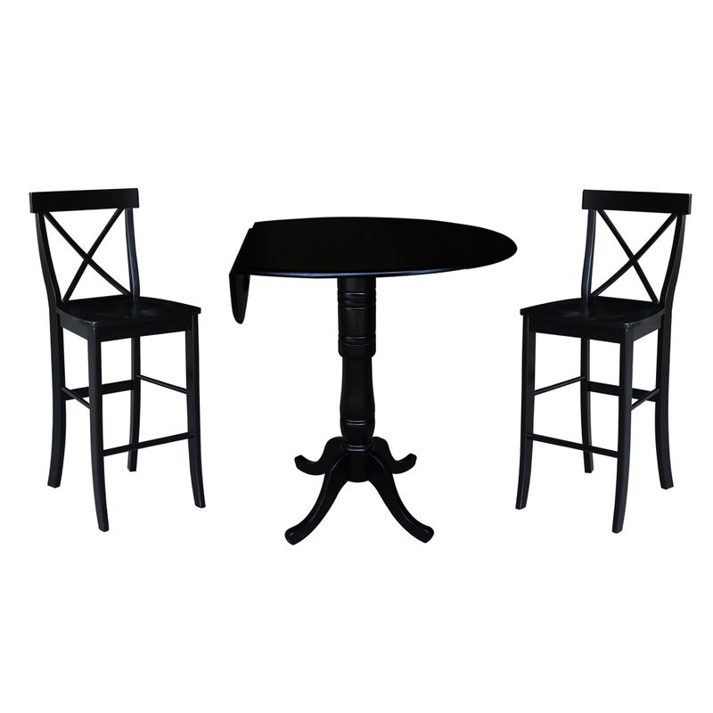 42" Round Pedestal Bar Height Table with 2 Bar Height Stools