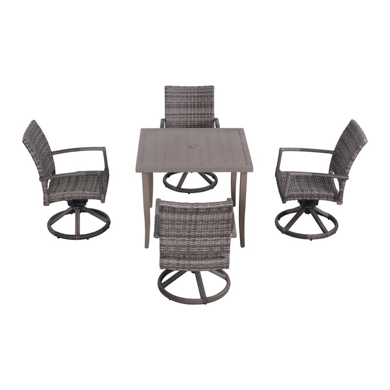LSI 5 Piece Dining Set with Swivel Rocker Chairs - Grey - 5-Piece Sets