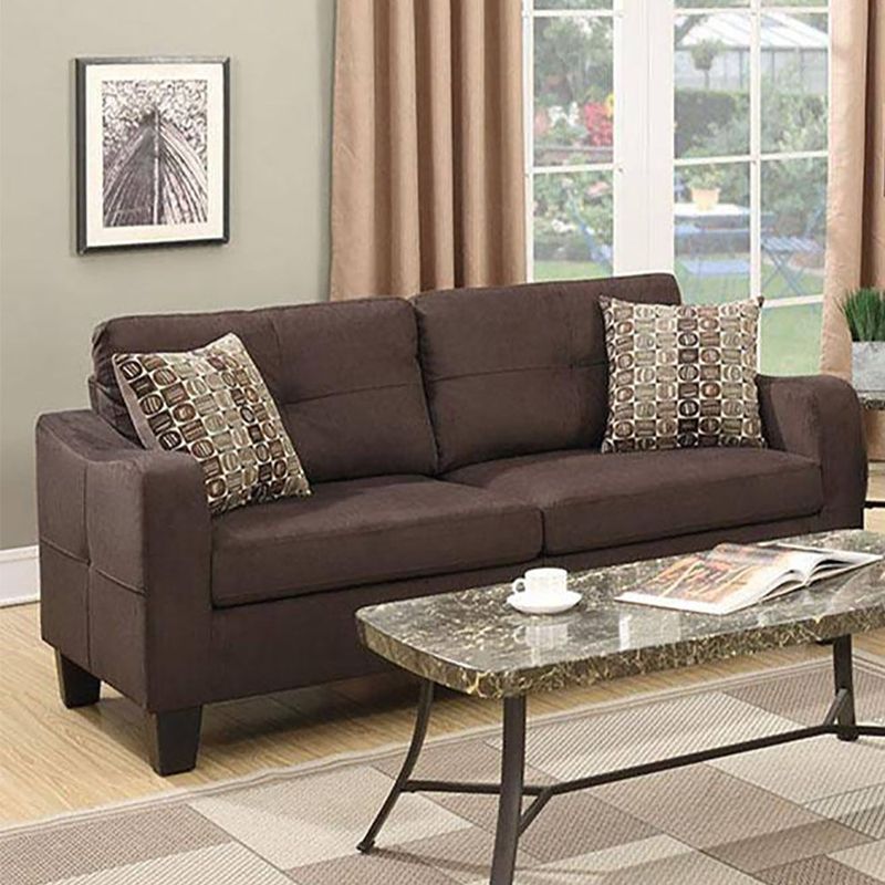2 Piece Sofa Set with Accent Pillows - Black