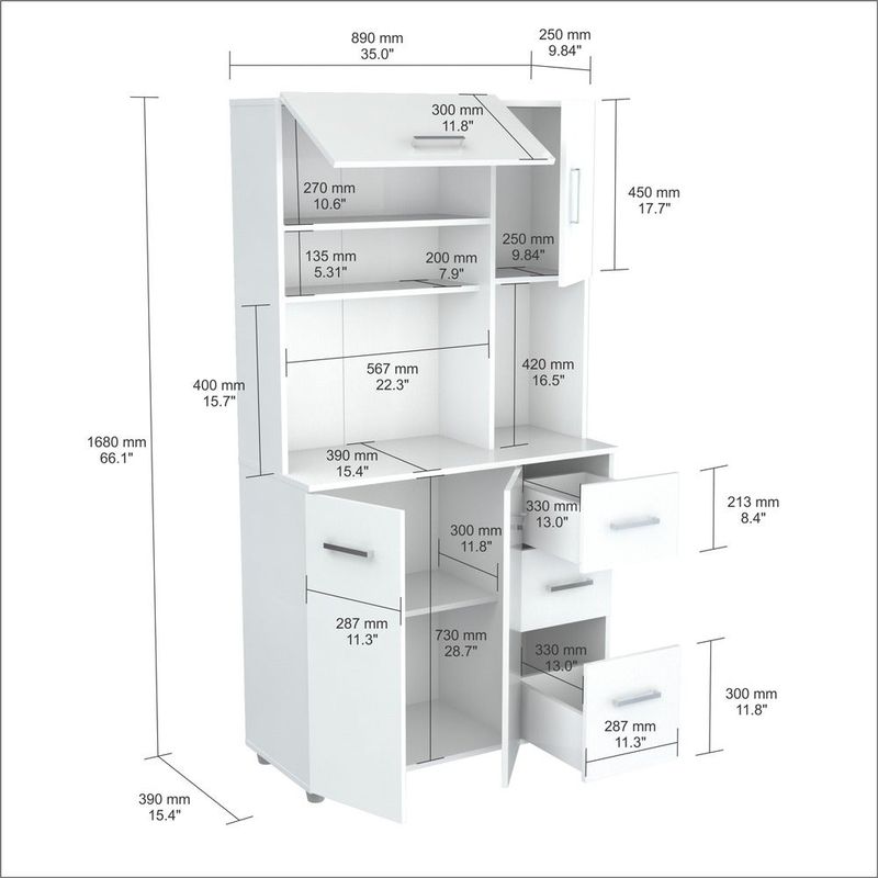 White Kitchen Storage Cabinet - White