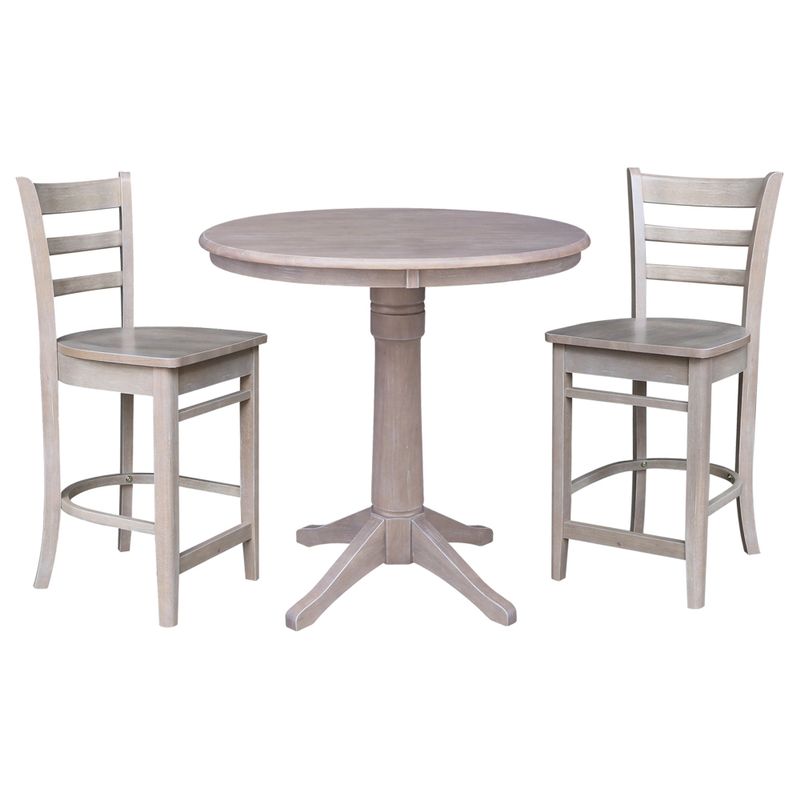 36" Round Top Pedestal Table with 2 Stools - Set of 3 - Cinnamon/Espresso