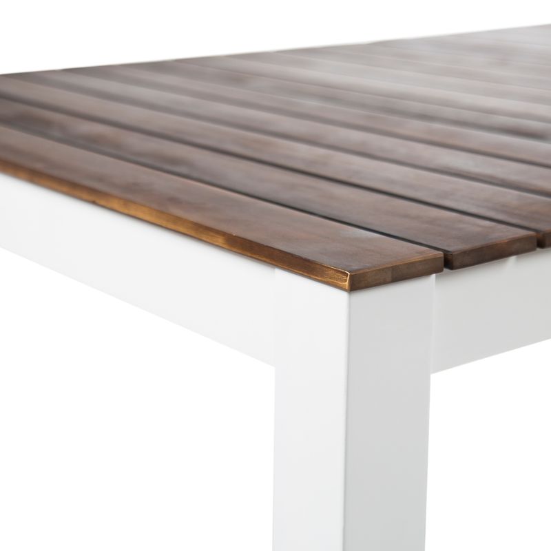Bali Outdoor Rectangle Wood Dining Table by Christopher Knight Home - Dark Brown + PU White