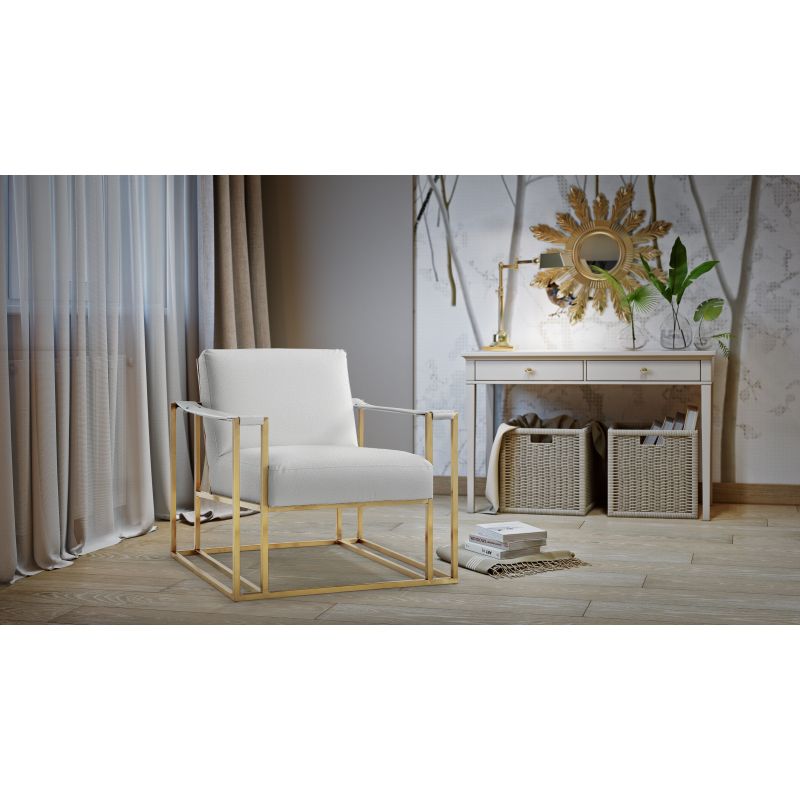 Baxter Cream Faux Leather Gold Base Ostrich Print Chair - Baxter Ostrich Print Chair in Cream