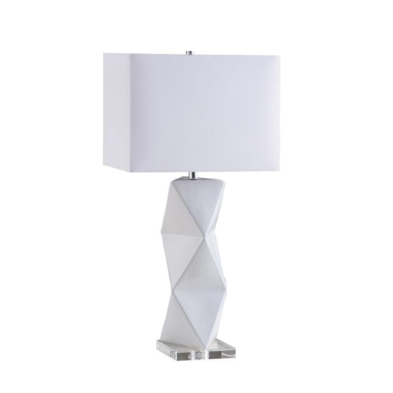 Geometric Ceramic Base Table Lamp White