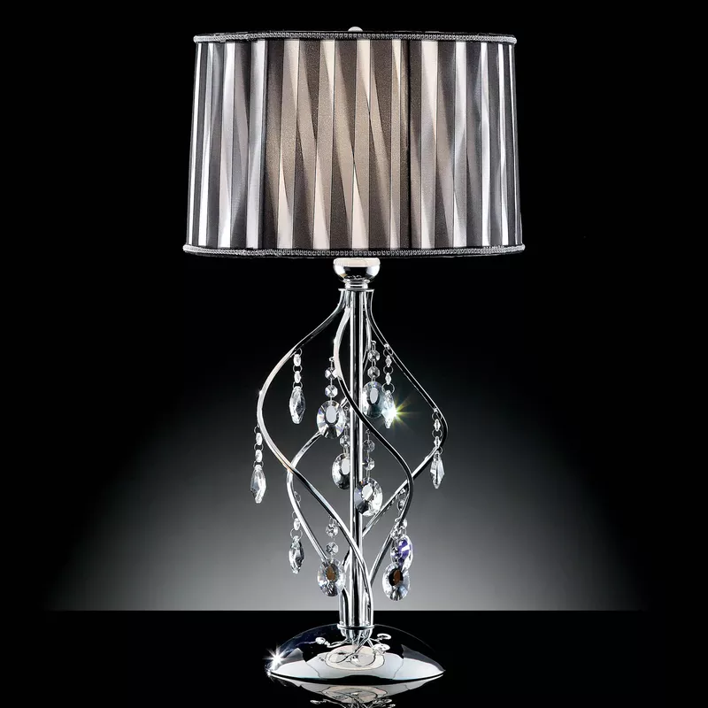 Glam Hanging Crystal Table Lamp in Black/Chrome