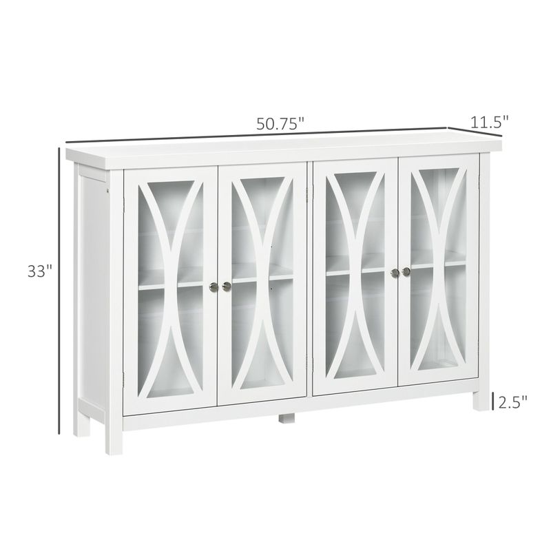 HOMCOM Elegant Kitchen Sideboard, Buffet Cabinet with Storage, Glass Doors, Adjustable Shelves for Living Room, Bedroom - N/A - Grey