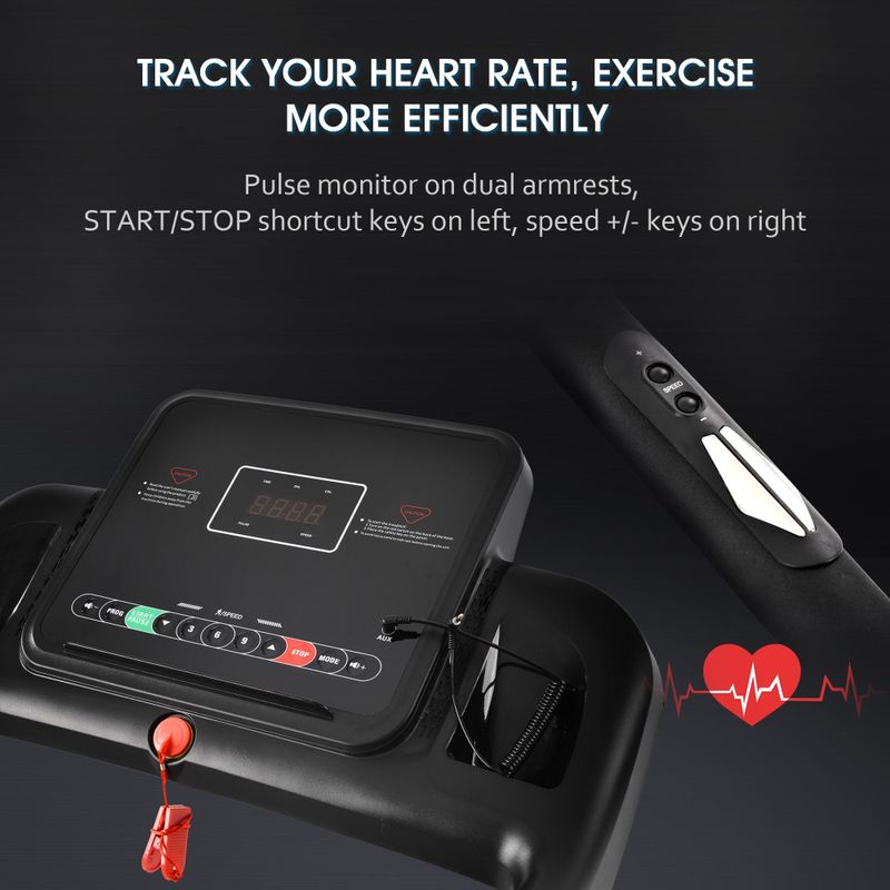 Nestfair Black Electric Motorized Treadmill with Heart Pulse Monitor and Speaker - Black
