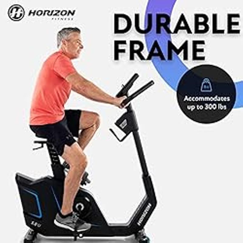 Horizon Fitness 5.0U Upright Bike, Fitness & Cardio, Magnetic Resistance Cycle with Bluetooth, Padded Seat, Step-through Frame, and 300lb...