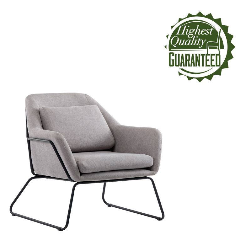 Porthos Home Kylen Accent Chair, Polyester Upholstery, Metal Legs - Grey