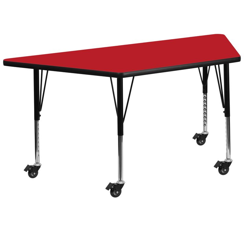 Mobile 22.5''W x 45''L Trap HP Laminate Activity Table - Adjustable Short Legs - Yellow