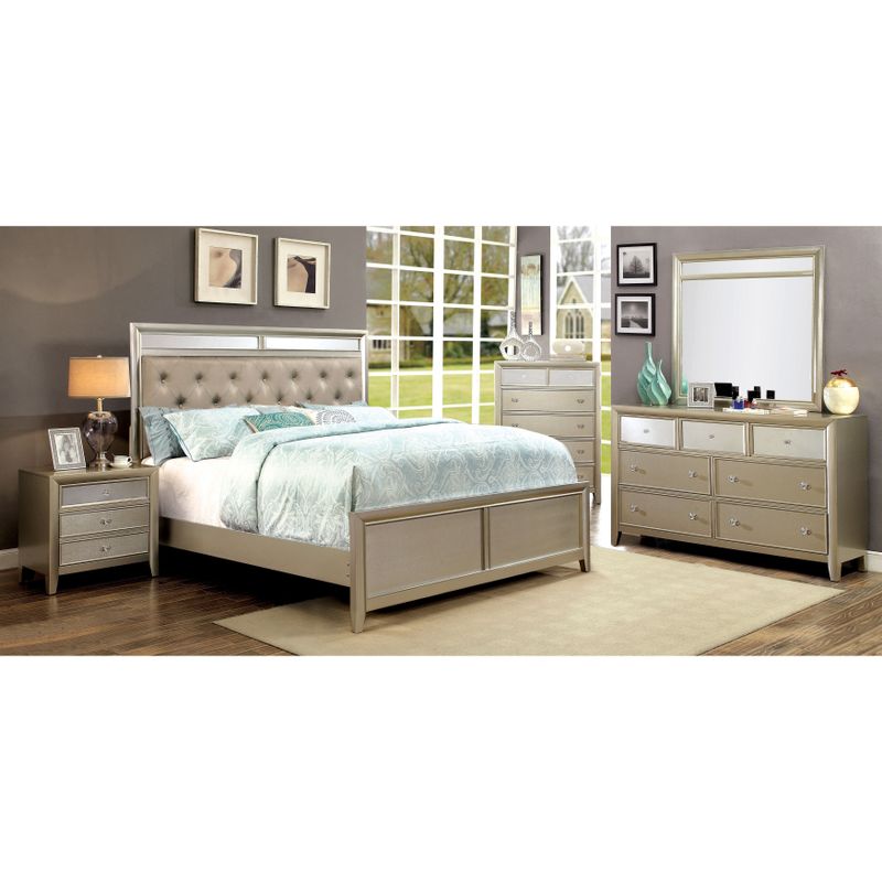 Furniture of America Merria Contemporary Silver Tufted Bed - Queen