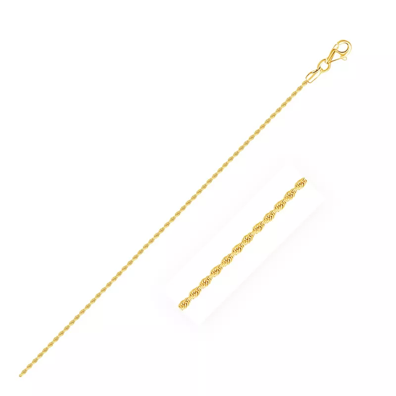 10k Yellow Gold Solid Diamond Cut Rope Bracelet 1.5mm (7 Inch)