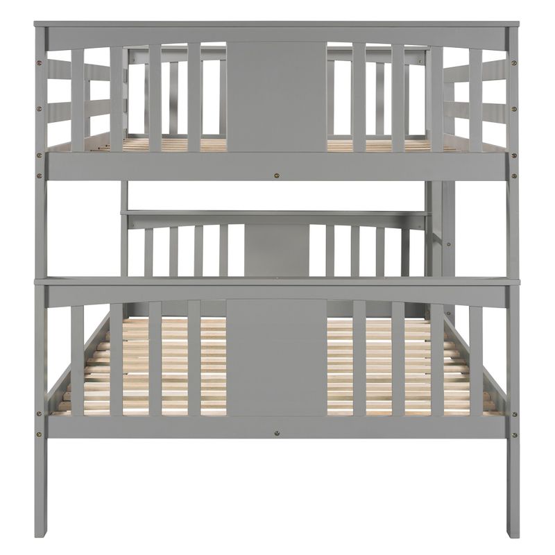 Full over Full Bunk Bed with Ladder for Bedroom - Grey