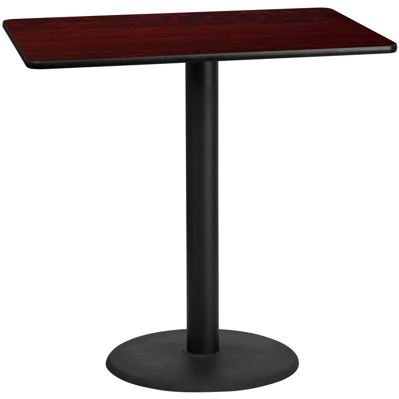 30'' x 48'' Rectangular Laminate Table Top with 24'' Round Bar Height Table Base - 30"W x 48"D x 43.125"H - Black