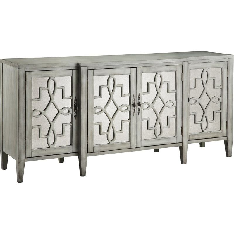 Lawrence Cabinet in Soft Grey - Antique Mirror, Black