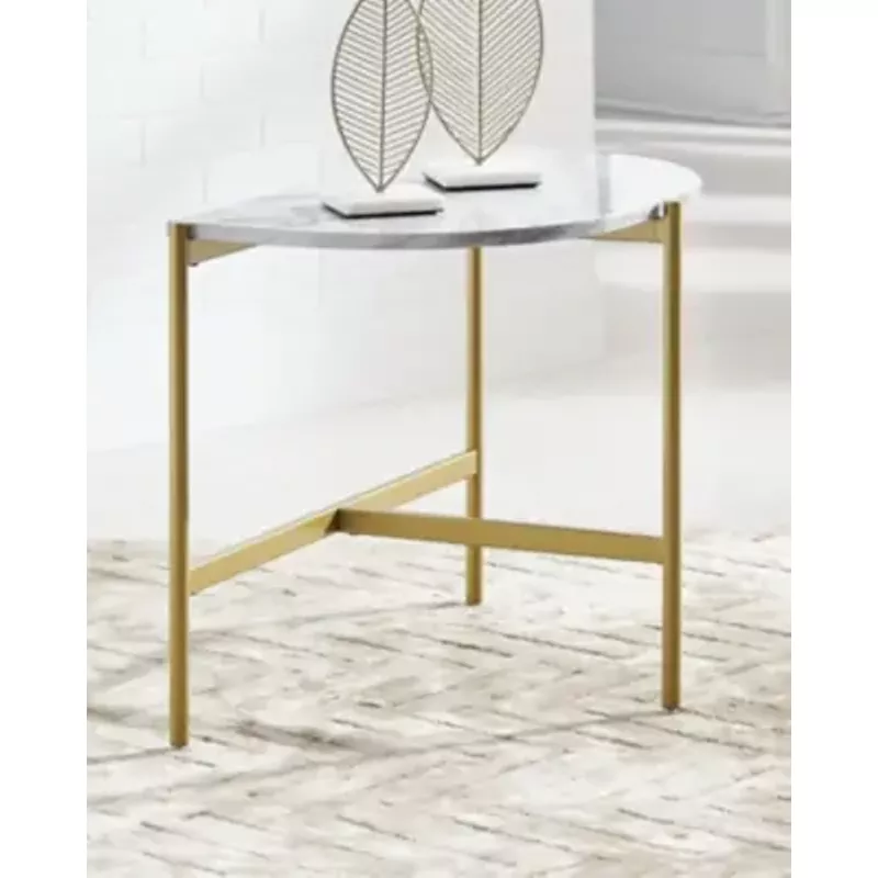 White/Gold Wynora Chair Side End Table