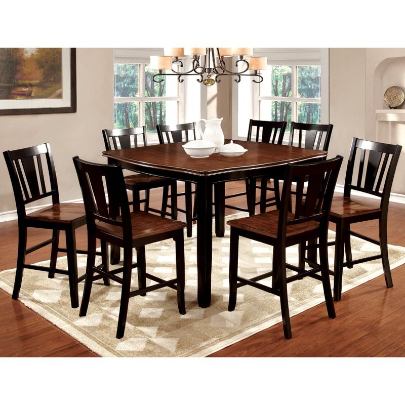 Furniture of America Betsy Jane Country Style Counter Height Dining Table - Black & Cherry