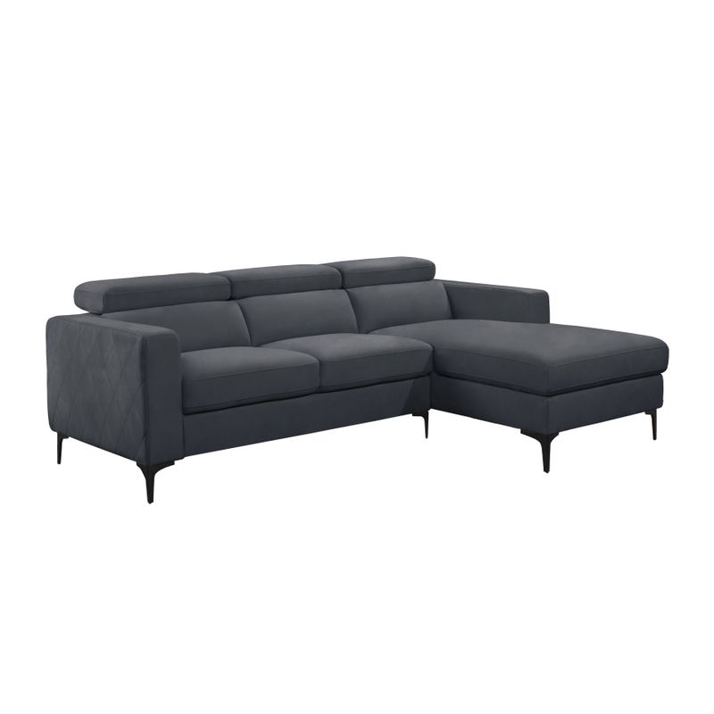 Abbyson Trinton Stain-Resistant Fabric Sectional with Adjustable Headrests - Navy
