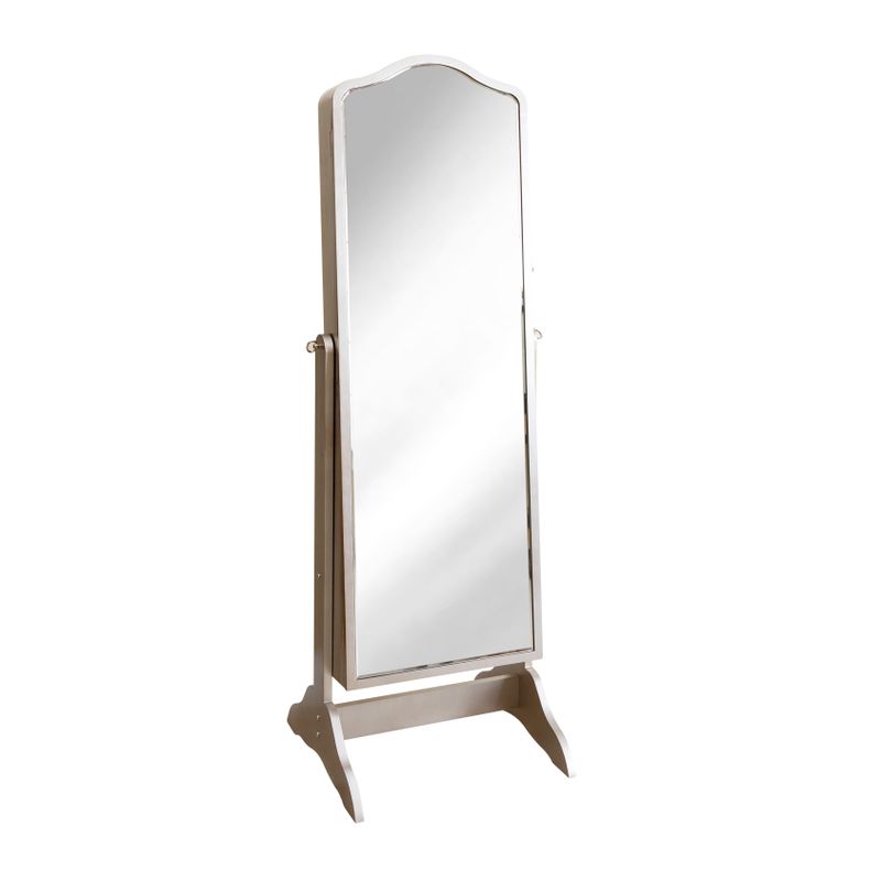 Abbyson Sophie Standing Mirror and Jewelry Armoire - Silver