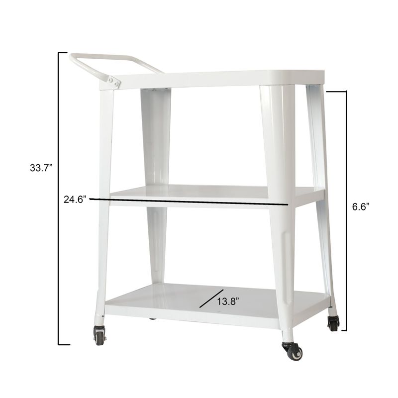 Harold 3-Tiered Industial Mobile Metal Bar/ Dining Cart - White