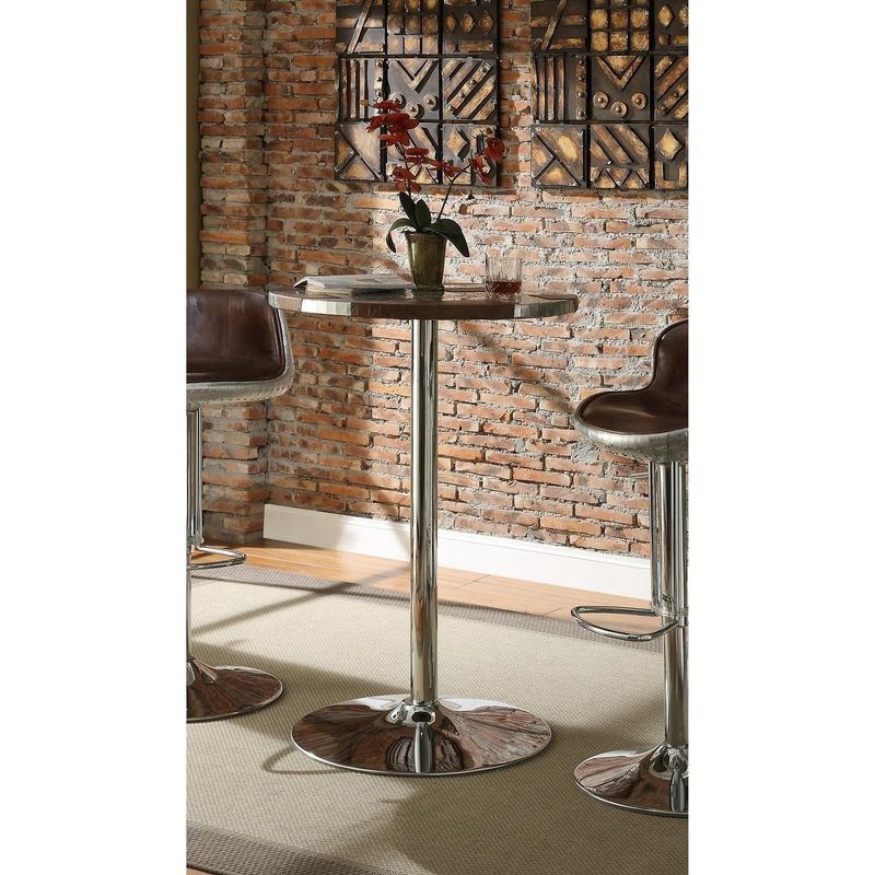 Acme Furniture Brancaster Bar Table, Top Grain Leather & Aluminum