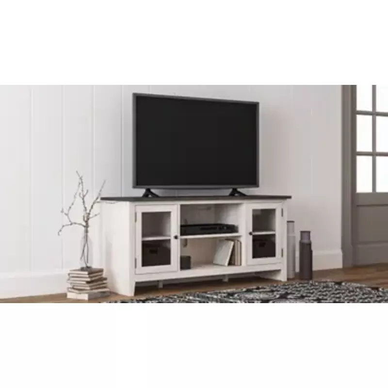 Two-tone Dorrinson Large TV Stand w/Fireplace Option