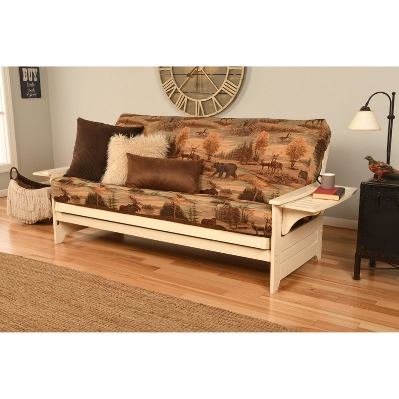 Copper Grove Dixie Futon Frame in Antique White Wood with Innerspring Mattress - Peter's Cabin