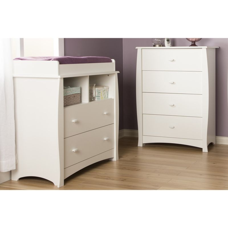 South Shore Beehive Pure White Changing Table and 4-drawer Chest - Beehive Pure White