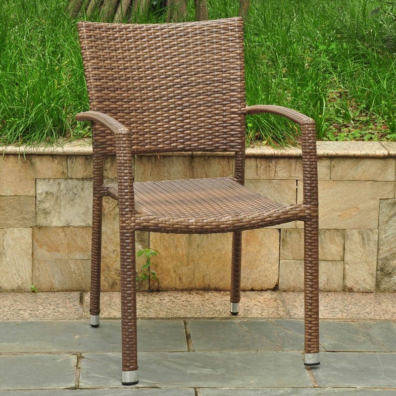 International Caravan Barcelona Resin Wicker/Aluminum Outdoor Dining Chairs (Set of 6) - Antique Brown
