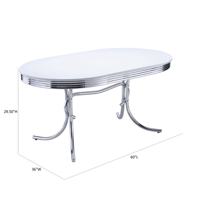 Retro Oval Dining Table White and Chrome - Oval - 4