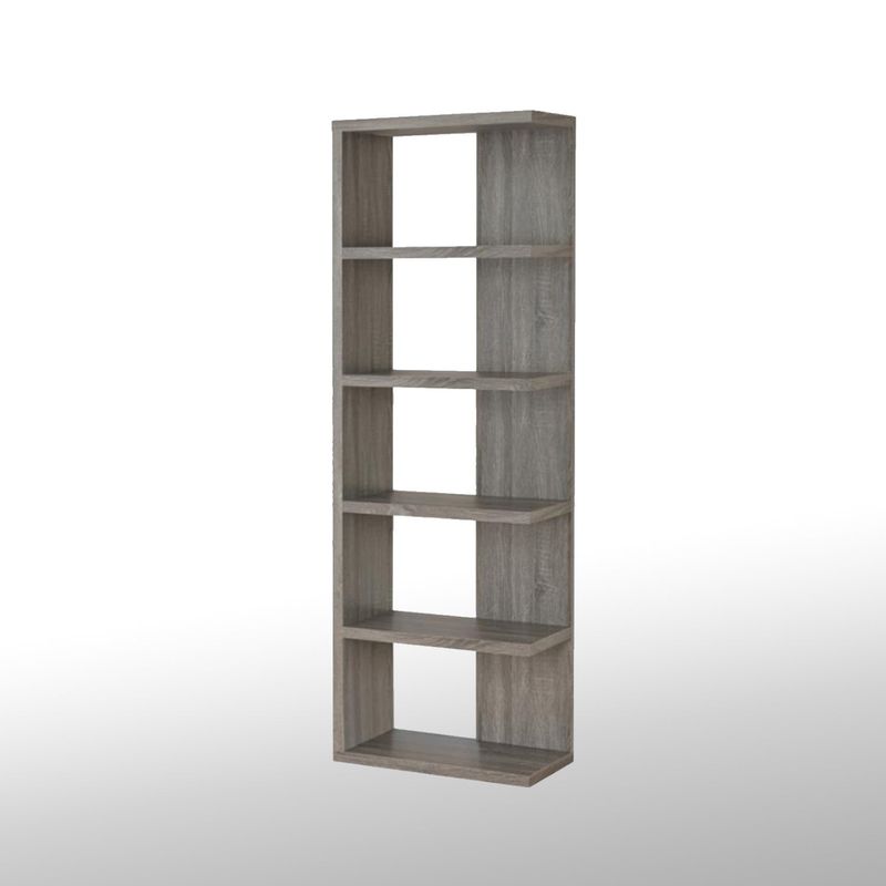 5-Tier Semi-Backless Bookcase in Weathered Grey - Weathered Grey