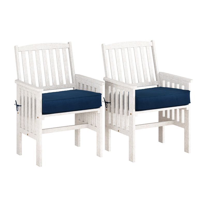 CorLiving Miramar Whitewashed Hardwood Outdoor Chair & Table Set, 3pc - N/A - White