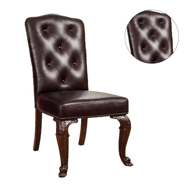 Set of 2 Dining Side Chair in Brown Cherry and Dark Brown - Set of 2 - Cherry Brown