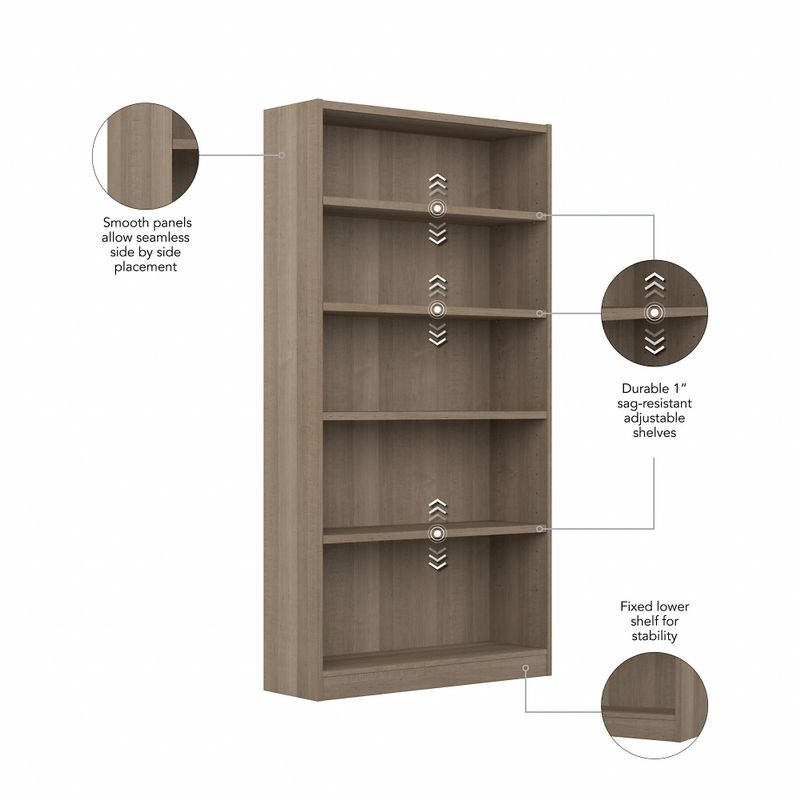 Universal Tall 5 Shelf Bookcase by Bush Furniture - Natural Cherry