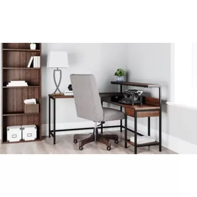 Warm Brown Camiburg L-Desk with Storage