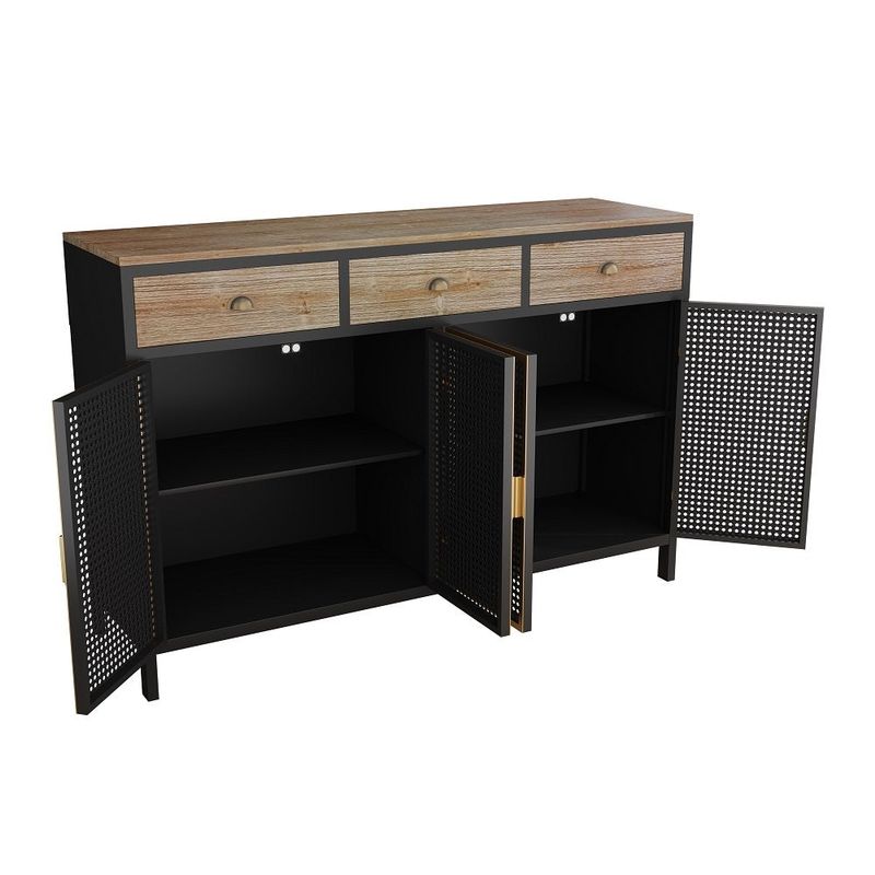 Modern Sideboard with 3 Drawers, Freestanding Storage Cabinet - Dark Grey