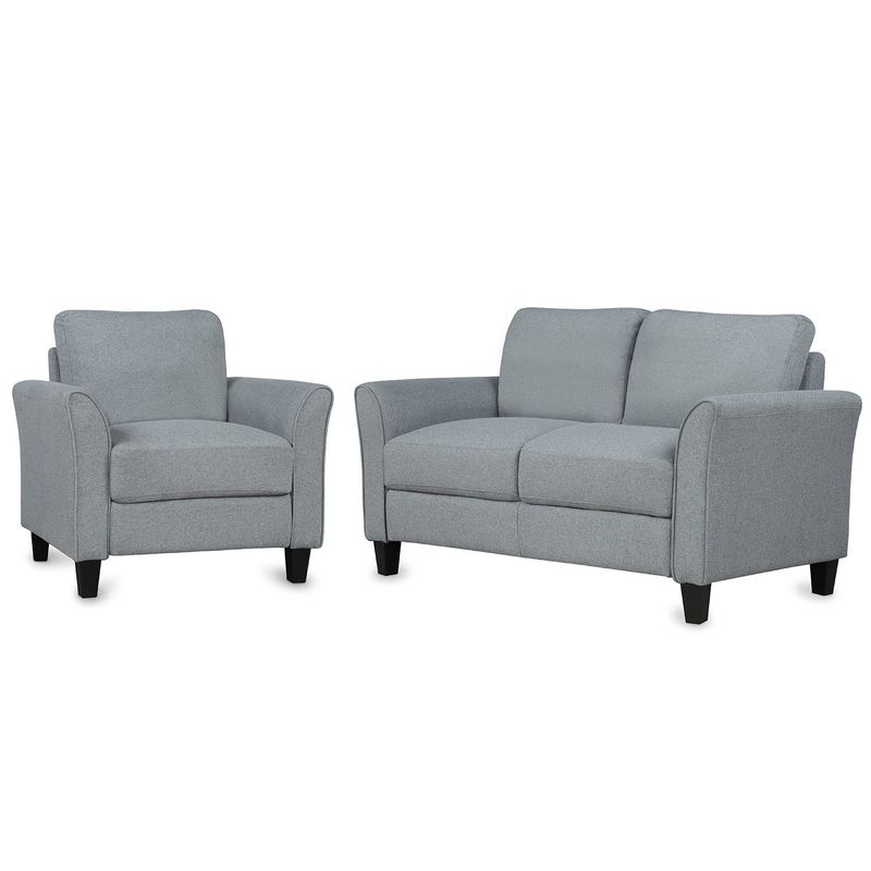 Living Room Furniture Armrest Single Sofa and Loveseat Sofa - Grey