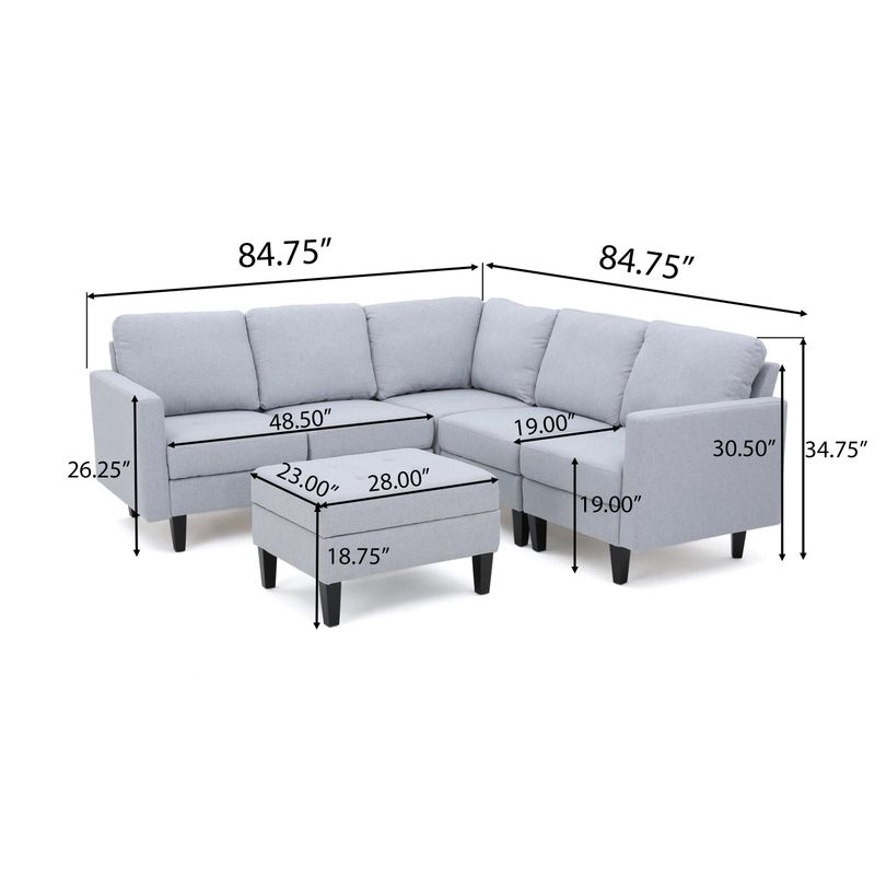 Zahra 6-piece Sofa Sectional with Ottoman by Christopher Knight Home - Dark Grey