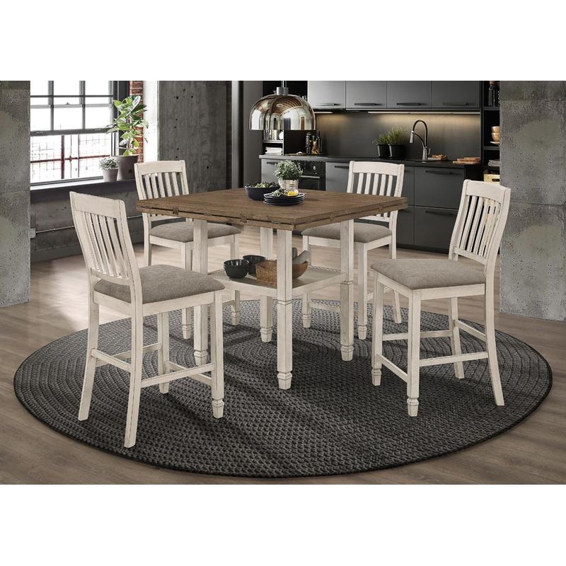 Sarasota Slat Back Counter Height Chairs Grey and Rustic Cream (Set of 2)